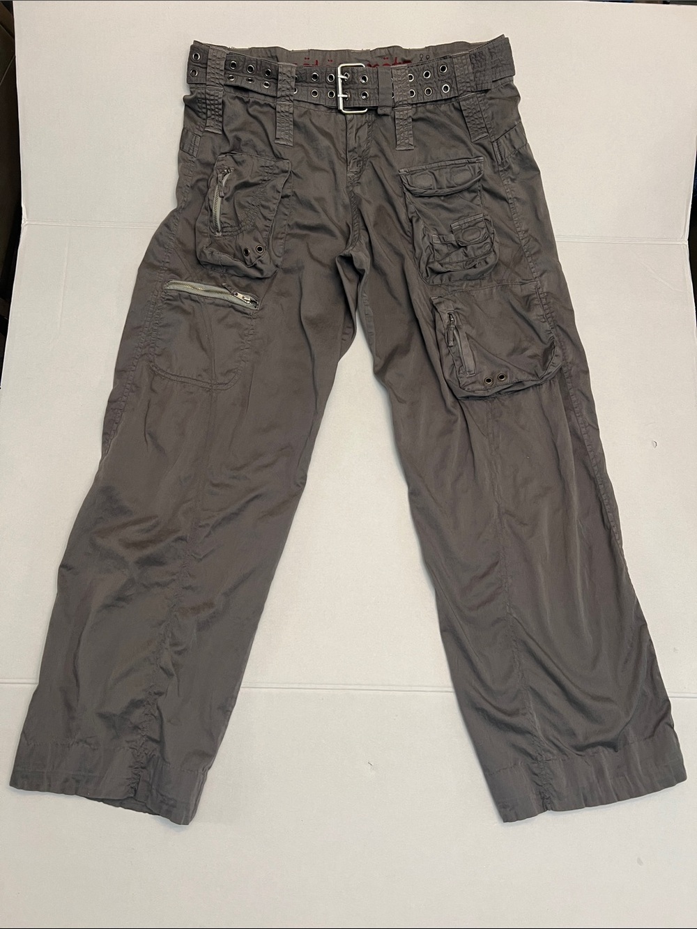 PETE & GRETA BY JOHNNY WAS Y2K CUPRA POPLIN GREEN CARGO LOW RISE PANTS SIZE 6